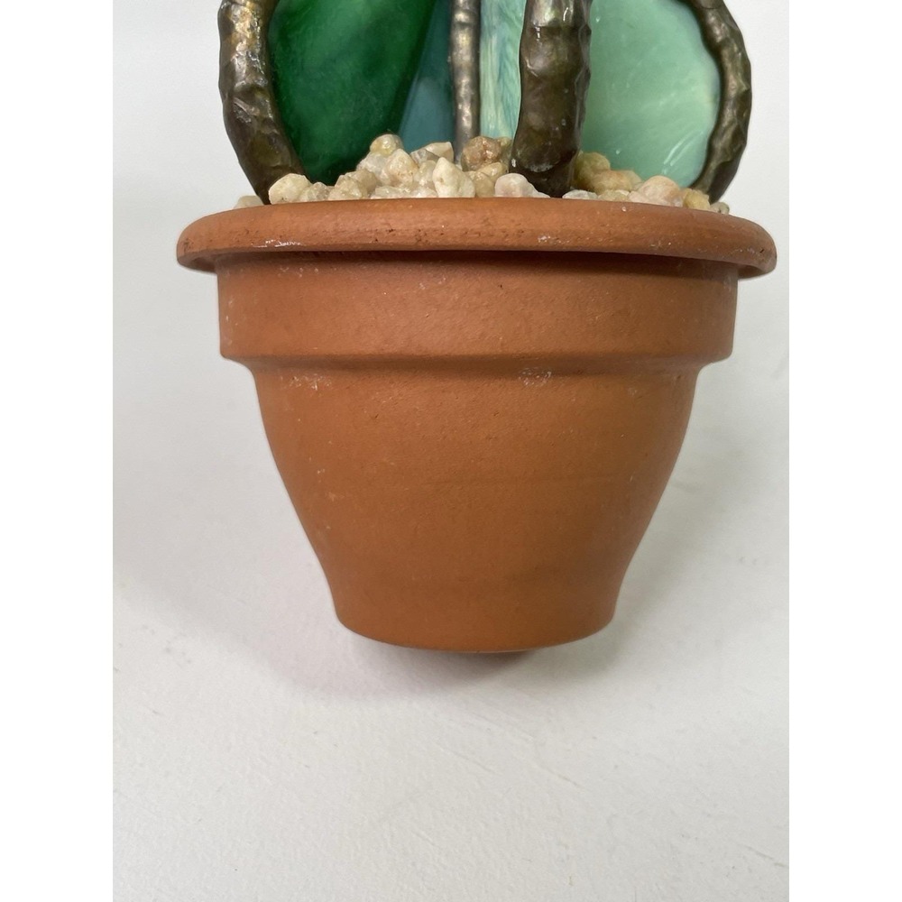 Stained Glass Cactus With Pink Flower Terracotta Pot 5"x3" Handmade Gift Décor - Picture 12 of 14